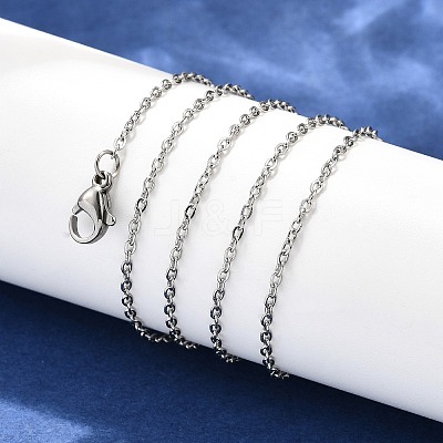 Tarnish Resistant Classic Plain 304 Stainless Steel Mens Womens Necklaces Unisex Cable Chain Necklaces NJEW-507L-7-1