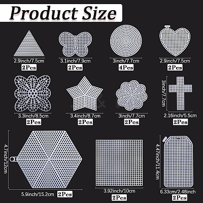 24Pcs 11 Styles DIY Plastic Canvas Shapes DIY-CP0012-41-1