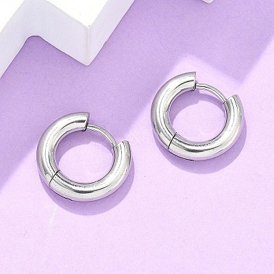 Tarnish Resistant 304 Stainless Steel Huggie Hoop Earrings EJEW-F111-14mm-P-1