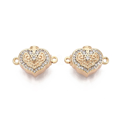 Brass Micro Pave Clear Cubic Zirconia Box Clasps KK-Q074-07G-1