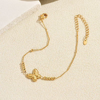 Summer Beach Brass Butterfly Link Anklets for Women JO8539-1