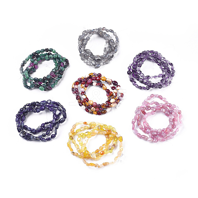 Natural Mixed Gemstone Bead Stretch Bracelets BJEW-K213-M01-1