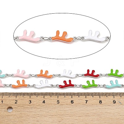 304 Stainless Steel Enamel Coral Link Chains CHS-F023-01H-P-1