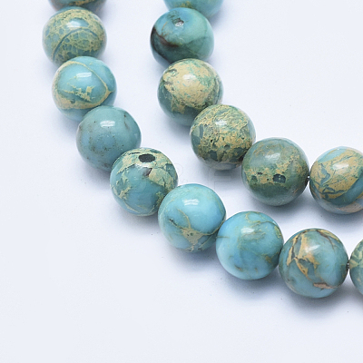 Natural Aqua Terra Jasper Beads Strands G-E444-14A-10mm-1