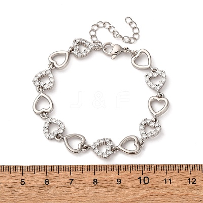 Brass Micro Pave Clear Cubic Zirconia Link Bracelets for Women BJEW-D342-03P-1
