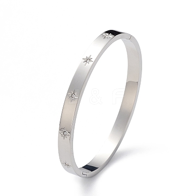 Crystal Rhinestone Star Hinged Bangle BJEW-F390-06-1