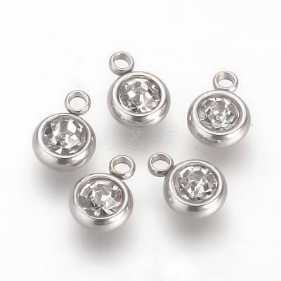 201 Stainless Steel Rhinestone Charms X-STAS-S068-04-1