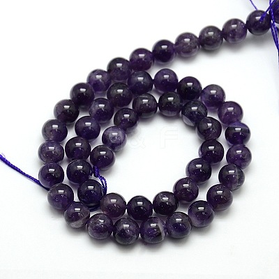 Natural Amethyst Round Bead Strands G-L170-8mm-02-1