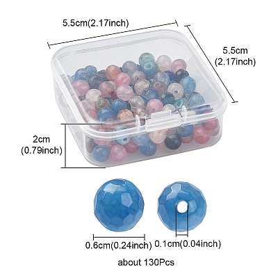 130Pcs Dyed Natural Multi-Color Agate Beads Strands G-YW0001-31-1