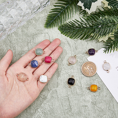 10Pcs 10 Styles Mixed Gemstone Connector Charms G-FH0002-16-1