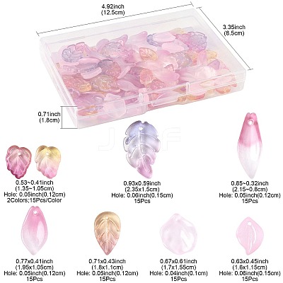 120Pcs 8 Styles Glass Pendants GLAA-FS0002-38-1