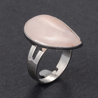Adjustable Gemstone Brass Rings X-RJEW-N024-02H-1