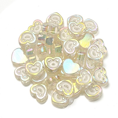 UV Plating Rainbow Iridescent Acrylic Enamel Beads OACR-G012-12B-1