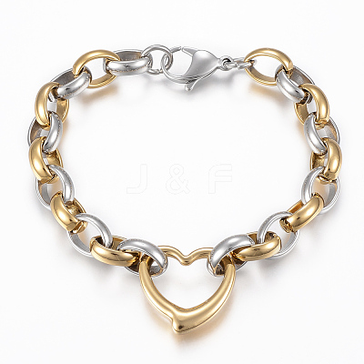 Two Tone 201 Stainless Link Steel Bracelets BJEW-F292-06GP-1