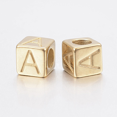 304 Stainless Steel Large Hole Letter European Beads STAS-H428-01G-A-1