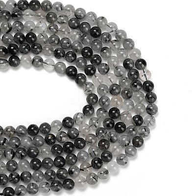 Natural Black Tourmalinated Quartz Beads Strands GG-CBA20C8-A01-10mm-1