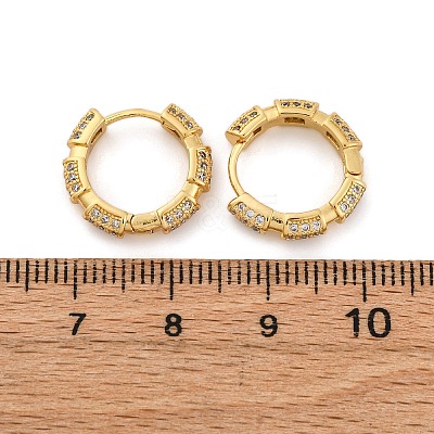 Brass Micro Pave Clear Cubic Zirconia Hoop Earrings EJEW-R025-17G-1
