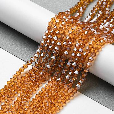 Transparent Electroplate Glass Beads Strands GLAA-F029-4mm-C28-1