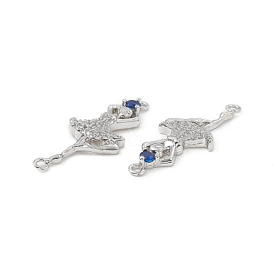 Brass Micro Pave Clear Cubic Zirconia Connector Charms KK-E068-VB036-1
