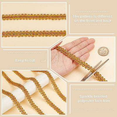 Sparkle Braided Polyester Lace Trim OCOR-WH0079-24A-1