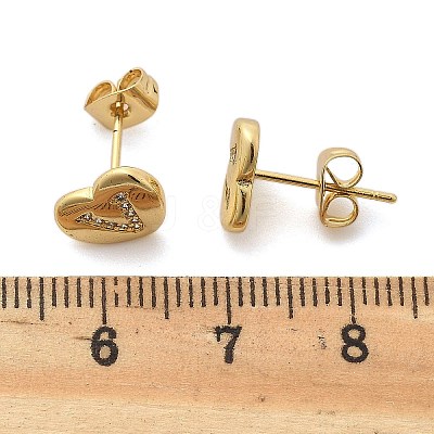 Rack Plating Brass Micro Pave Clear Cubic Zirconia Stud Earrings EJEW-K299-01G-V-1