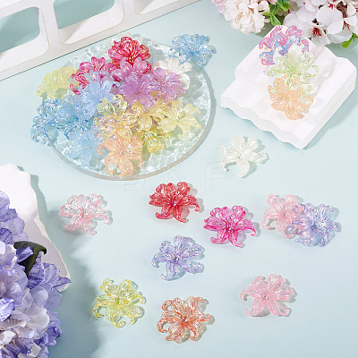50Pcs 2 Styles Acrylic Bead Caps OACR-TA0004-84-1