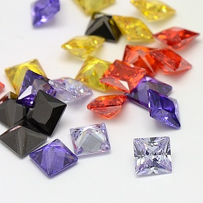 Mixed Grade A Square Shaped Cubic Zirconia Pointed Back Cabochons X-ZIRC-M004-7x7mm-1
