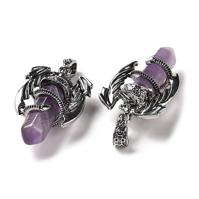 Natural Amethyst Pointed Pendants G-B042-04P-54-1