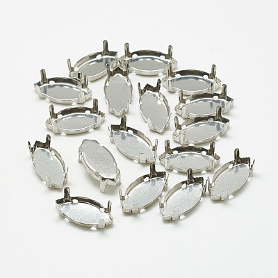 Non-Tarnish 201 Stainless Steel Sew on Prong Settings STAS-T032-04-9x18mm-1