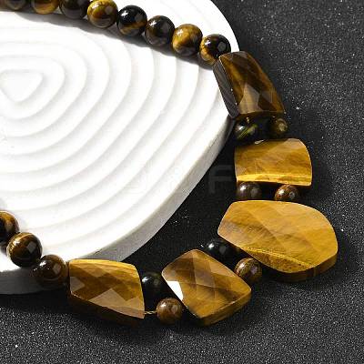 Natural Tiger Eye Faceted Bib Graduated Beaded Necklaces for Women NJEW-B128-01H-1