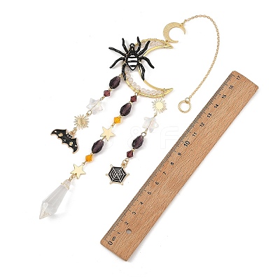 Halloween Spider Bat Alloy Enamel Suncatcher HJEW-TA00492-1
