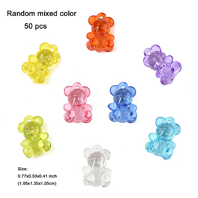 50Pcs Transparent Acrylic Pendants TACR-FP0001-08-1