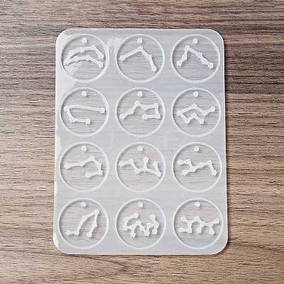 Twelve Constellations Round Pendants Silicone Molds DIY-G073-01-1