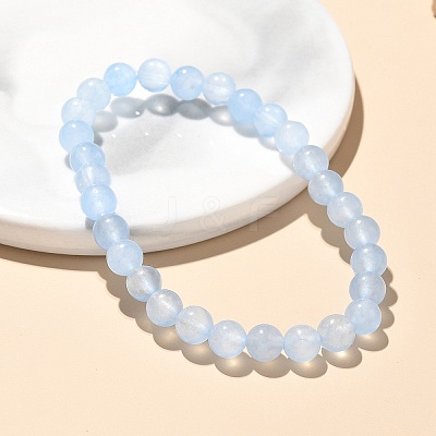 Natural & Dyed White Jade Bead Stretch Bracelets X-BJEW-K212-A-018-1