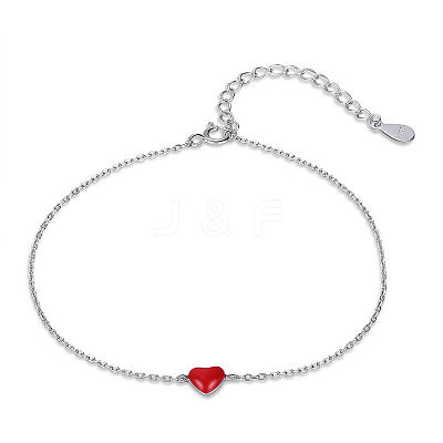 Rhodium Plated 925 Sterling Silver Enamel Cable Chains Bracelets BJEW-FF0008-002P-1