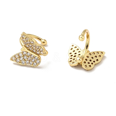 Clear Cubic Zirconia Butterfly Cuff Earrings EJEW-G295-15G-1