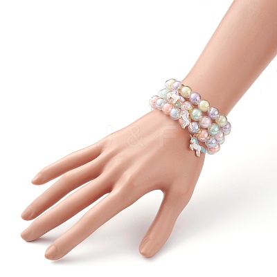 Transparent Acrylic Bead in Bead Stretch Bracelet Sets for Kids BJEW-JB06509-1