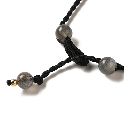 Natural Labradorite Braided Bead Necklacess NJEW-K258-06E-1