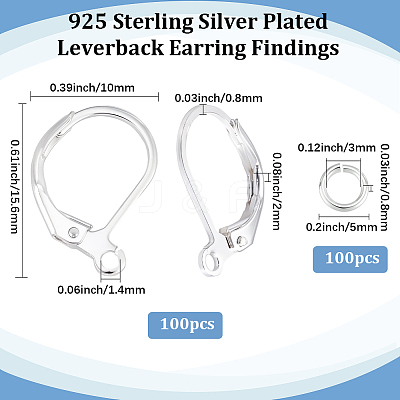 100Pcs Brass Leverback Earring Findings KK-BBC0024-38S-1