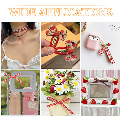 10Yards Polyester Strawberry Ribbon OCOR-TA0003-62C-1