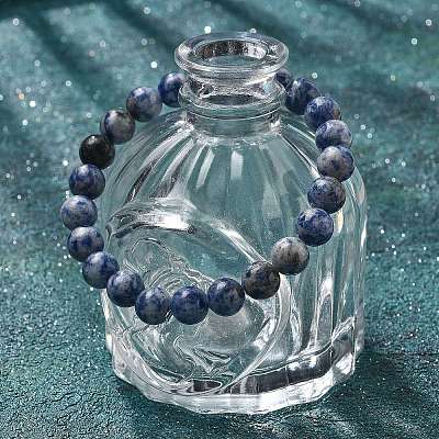 Natural Blue Spot Jasper Beaded Stretch Bracelets BJEW-Q692-35-8mm-1