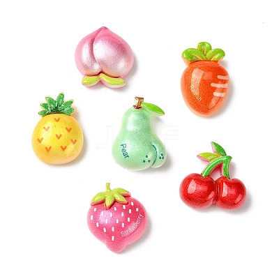 60Pcs 6 Styles Opaque Resin Decoden Cabochons RESI-CJ0004-15-1