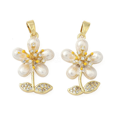 Brass Micro Pave Cubic Zirconia Pendants KK-H076-06G-02-1