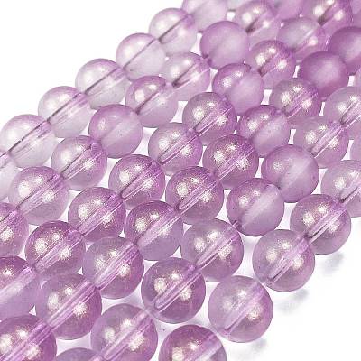 Frosted Transparent Glass Bead Strands X1-GLAA-P065-8mm-07-1