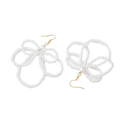 Flower Glass Pearl Beaded Dangle Earrings EJEW-JE05882-1