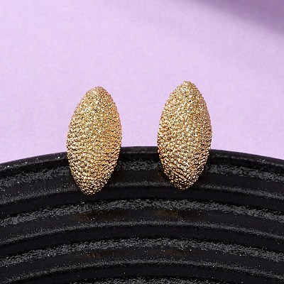 Brass Textured Stud Earrings EJEW-A143-02A-G-1
