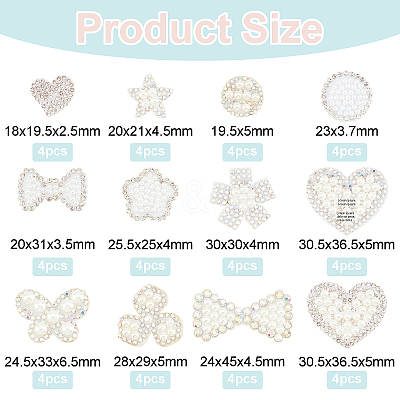 48Pcs 12 Style Non Woven Fabric Ornament Accessories DIY-AR0002-27-1