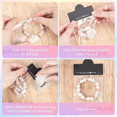100Pcs Handmade with Love Printed Folding Paper Card Header CDIS-SP0001-32-1