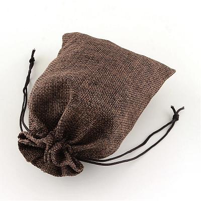 Polyester Imitation Burlap Packing Pouches Drawstring Bags ABAG-R004-14x10cm-10-1
