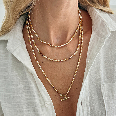 CCB Plastic Round Beaded Multilayer Lariat Necklaces with Alloy OT Clasps for Women WGD6FEE-01-1